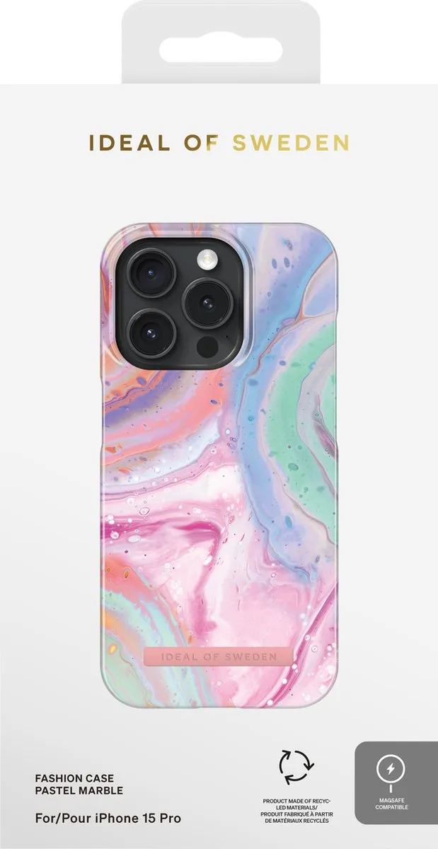 iDeal of Sweden Fashion Case MagSafe iPhone 15 Pro - Pastel Marble - afbeelding 2 van 6