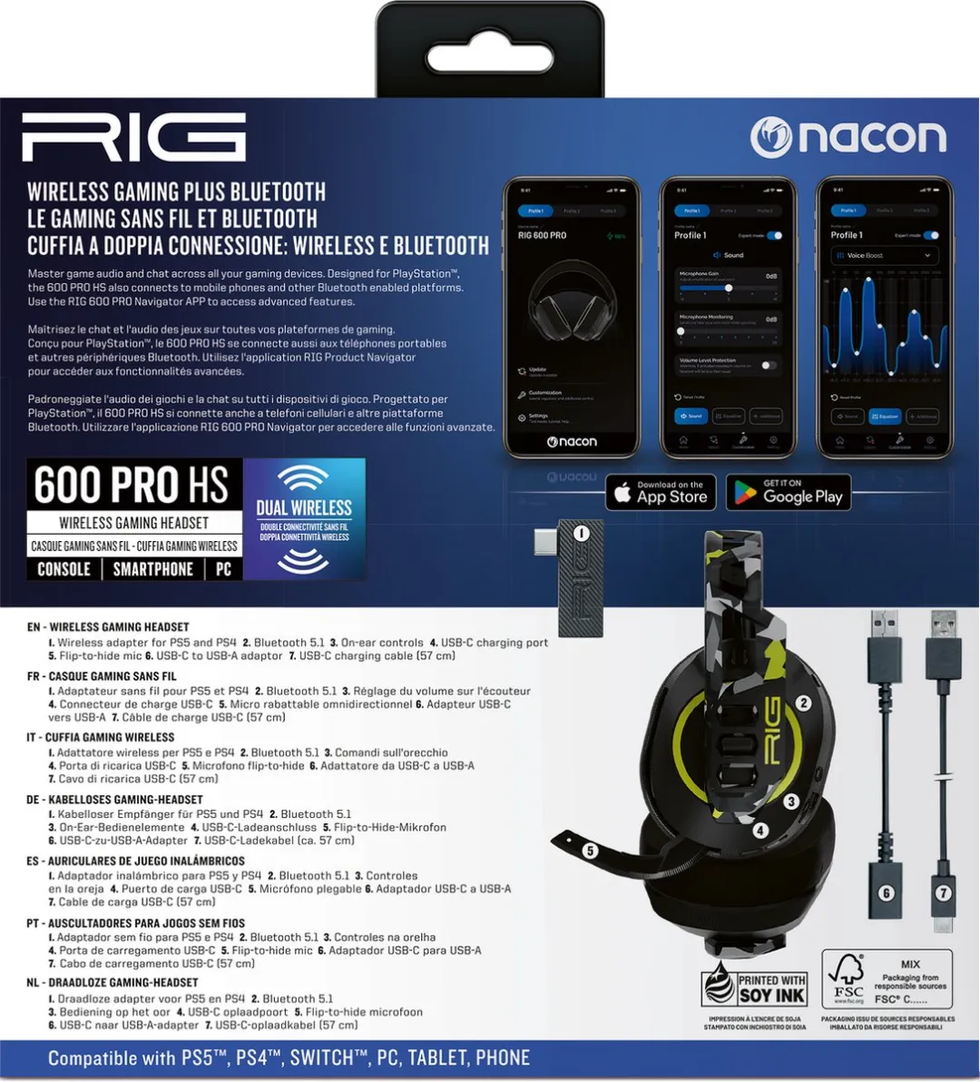 Nacon RIG 600 PRO HS Dual Wireless Headset voor PS5 - Acid