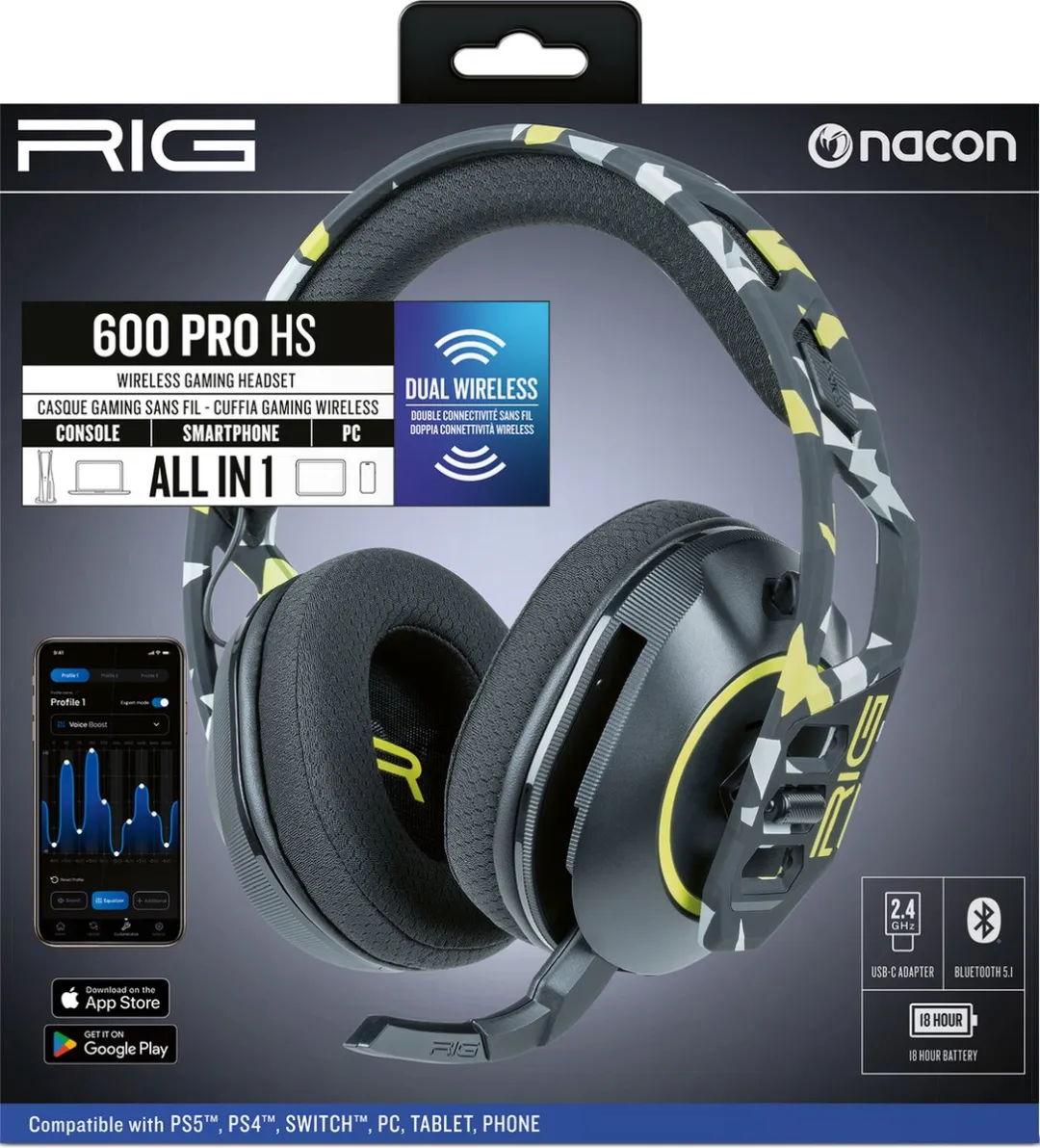 Nacon RIG 600 PRO HS Dual Wireless Headset voor PS5 - Acid