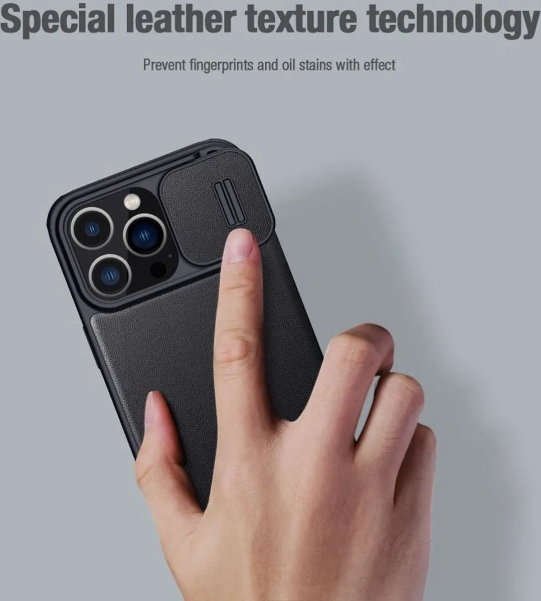 Nillkin Qin Pro Hoesje iPhone 14 Pro Max - 2 Pasjes Grijs