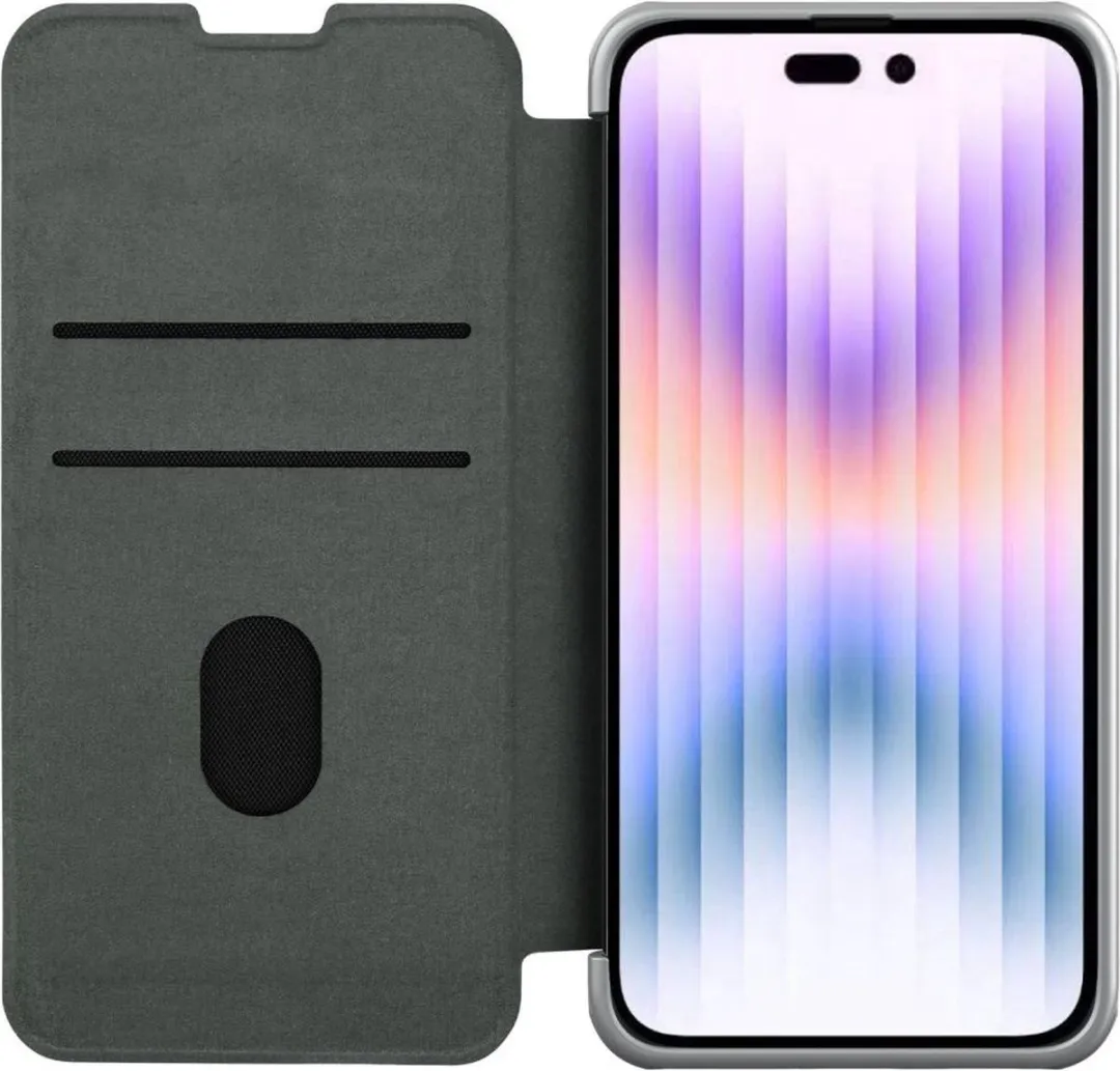 Nillkin Qin Pro Hoesje iPhone 14 Pro Max - 2 Pasjes Grijs