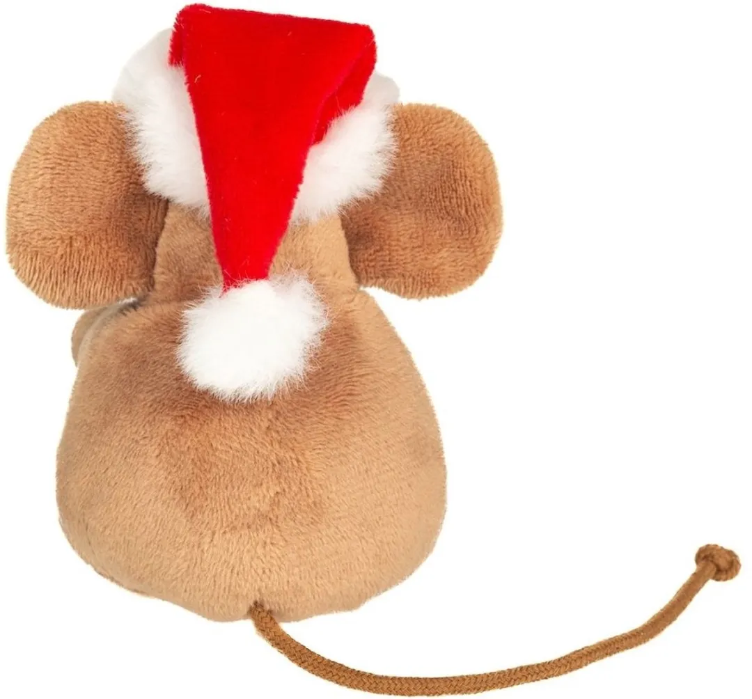 Hermann Teddy Kerst Muis Knuffel 11cm - Bruin/Rood