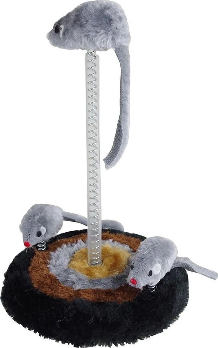 Tom Kattenspeeltjes - 26 X 14 Cm - Pluche/staal - Grijs/zwart - kattenspeelgoed