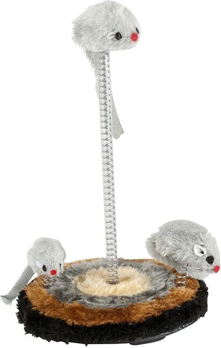 Tom Kattenspeeltjes - 26 X 14 Cm - Pluche/staal - Grijs/zwart - kattenspeelgoed