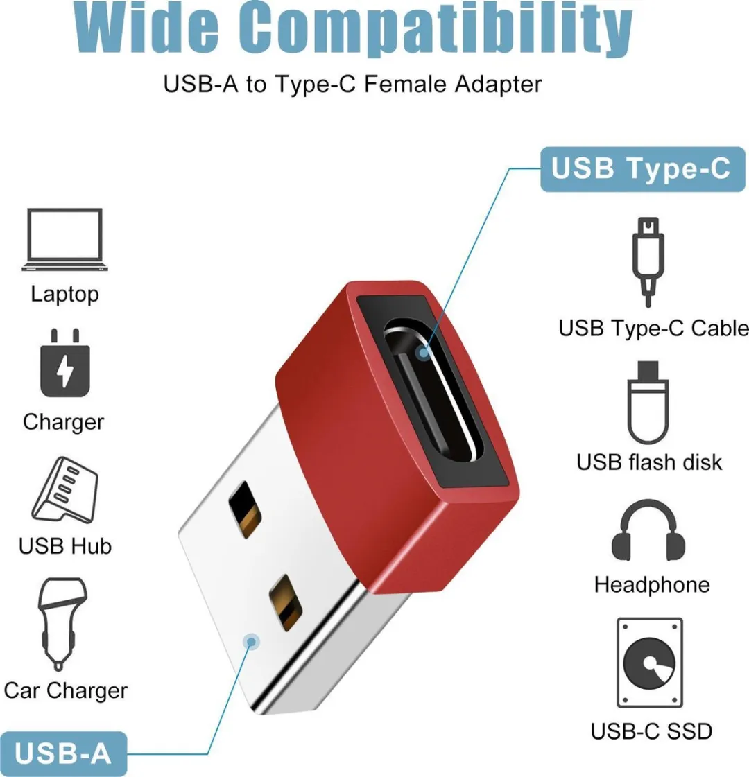 NÖRDIC C-OTG3 USB-C naar OTG USB-A Adapter - Rood