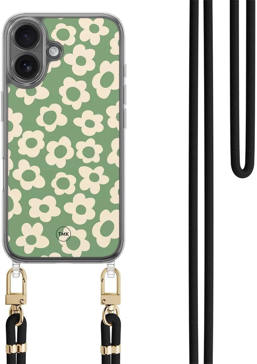 Casevibes Telefoonhoesje iPhone 16 Retro Cute Flowers Groen