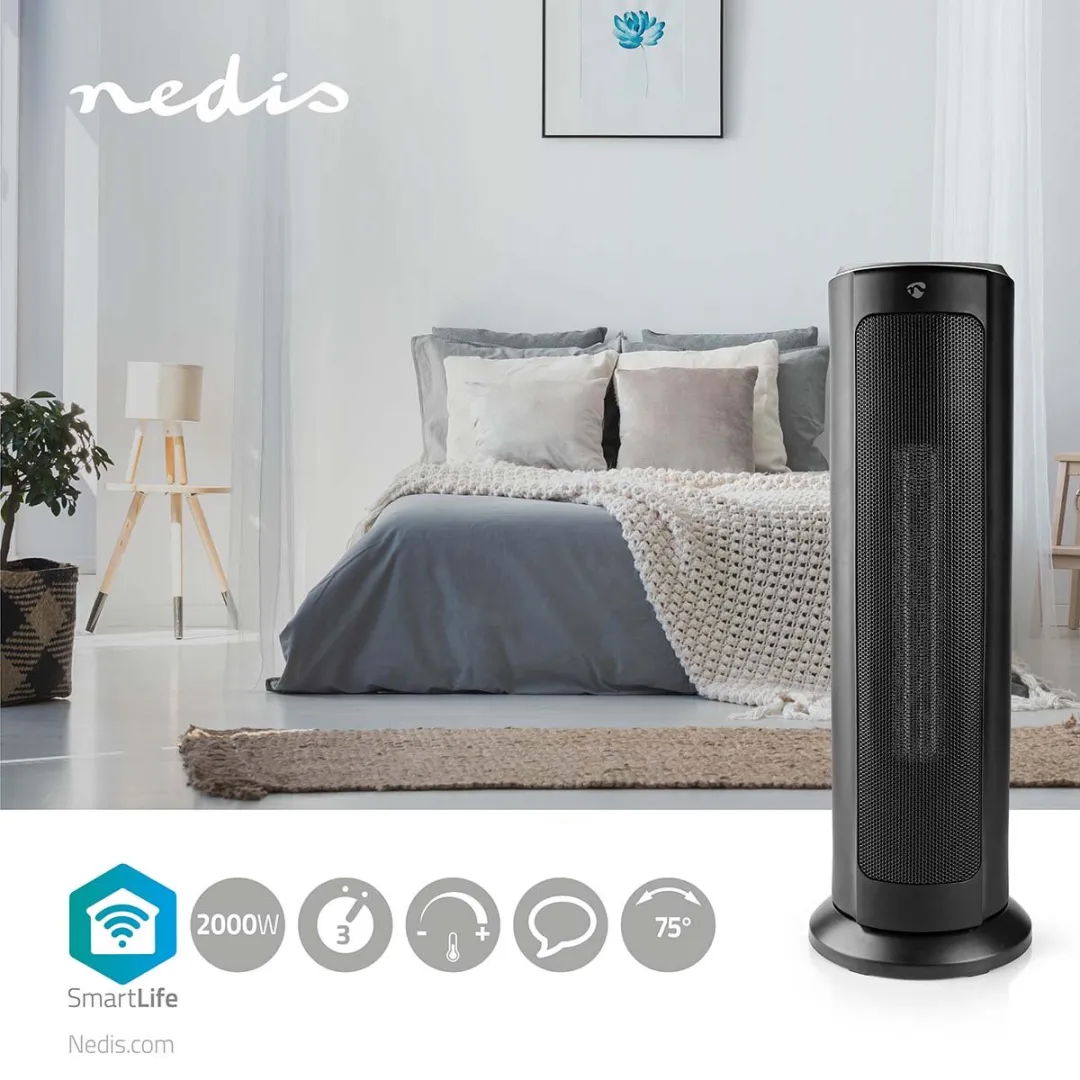 Nedis SmartLife WIFIFNH10C Ventilatorkachel 2000W - Zwart