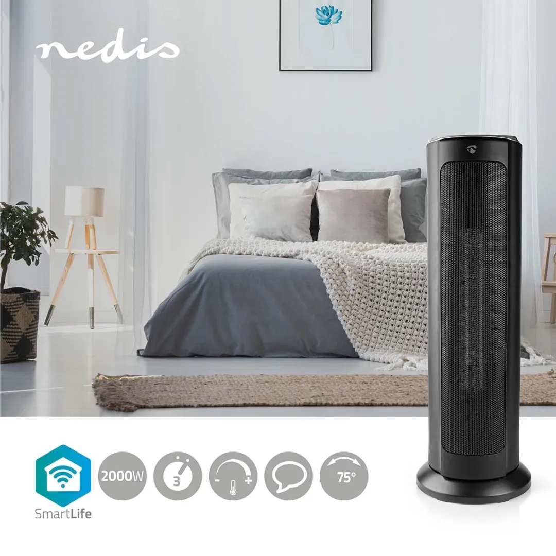 Nedis SmartLife WIFIFNH10C Ventilatorkachel 2000W - Zwart