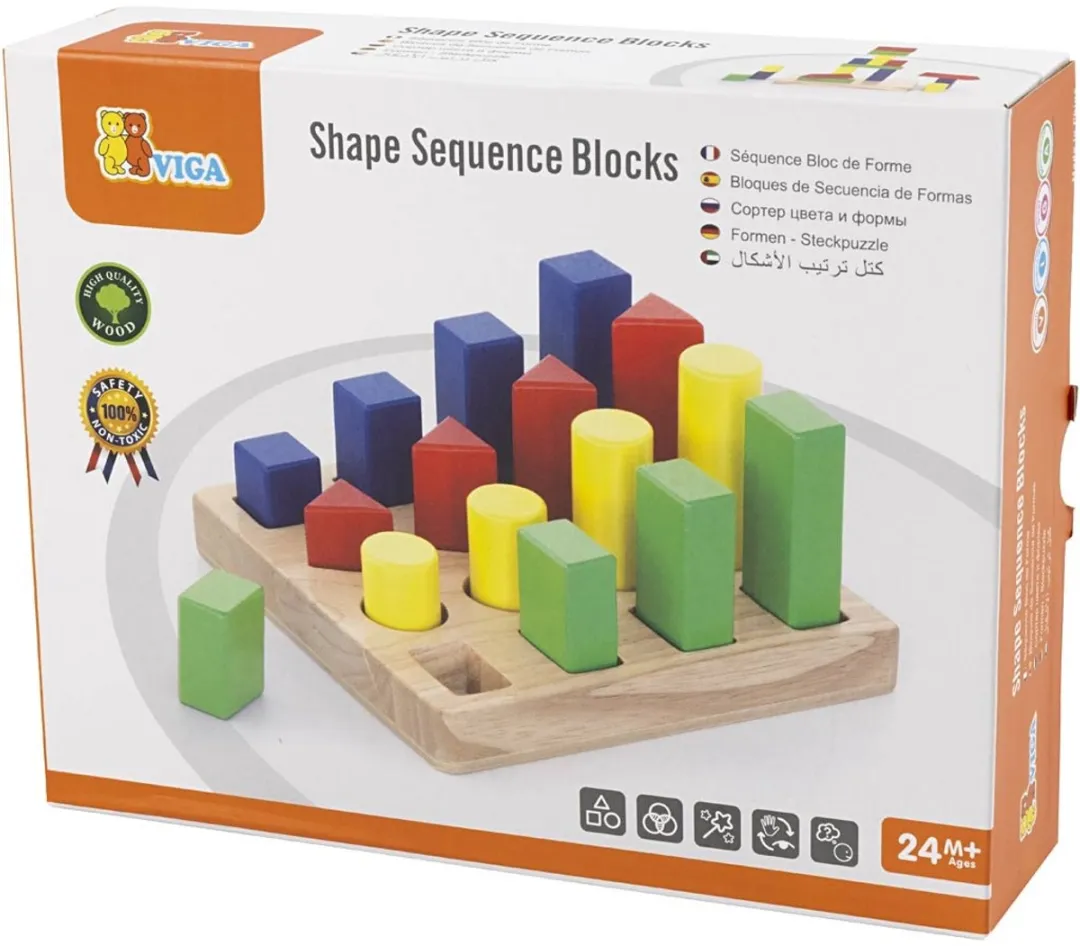 Viga Toys Sorteerspel Geometrische Blokken 51367 - Blauw/Rood/Geel/ Groen
