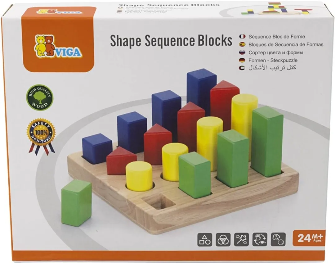 Viga Toys Sorteerspel Geometrische Blokken 51367 - Blauw/Rood/Geel/ Groen