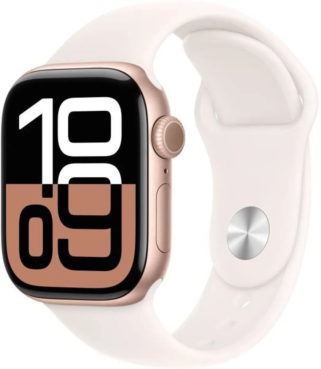 Apple Watch Series 10 42mm - Roségouden Aluminium - Lichtroze Band