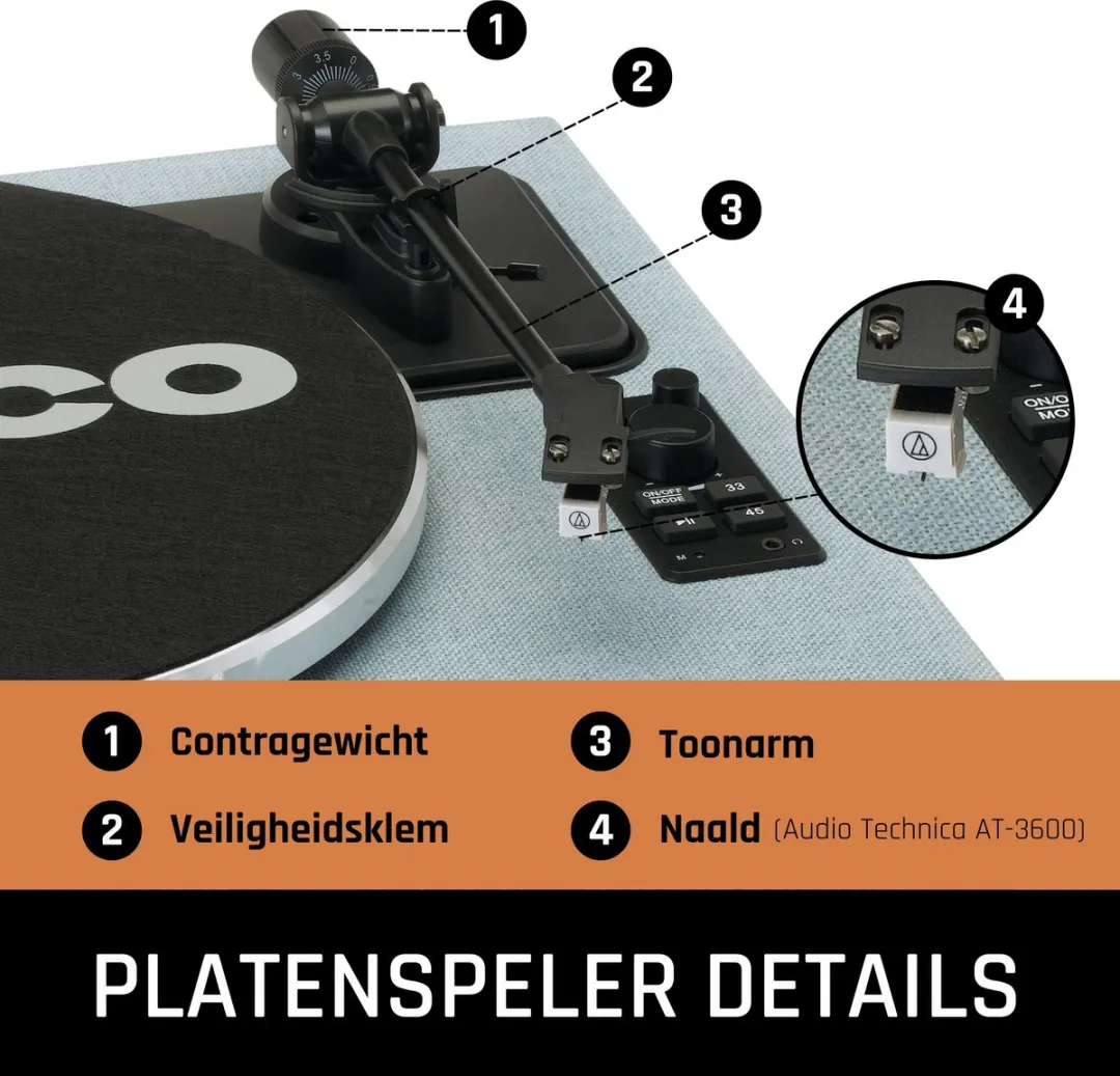 Lenco LS-440BUBG Platenspeler - Blauw-Taupe