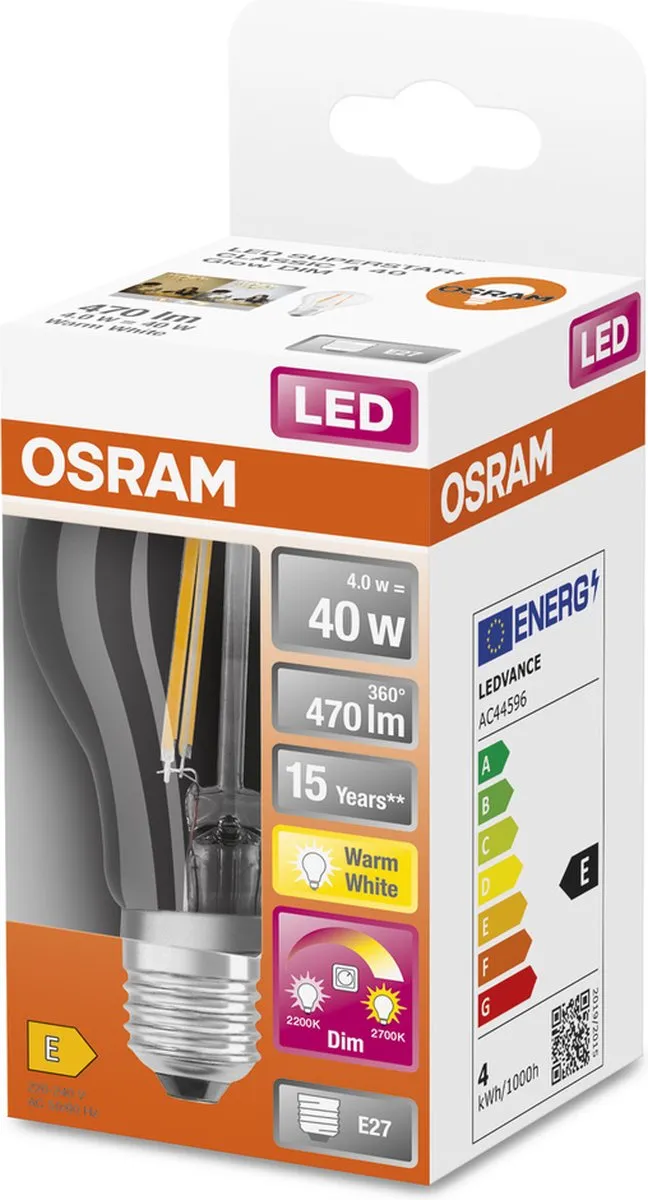 Osram LED E27 Peer 4.5W Warmwit - afbeelding 6 van 6