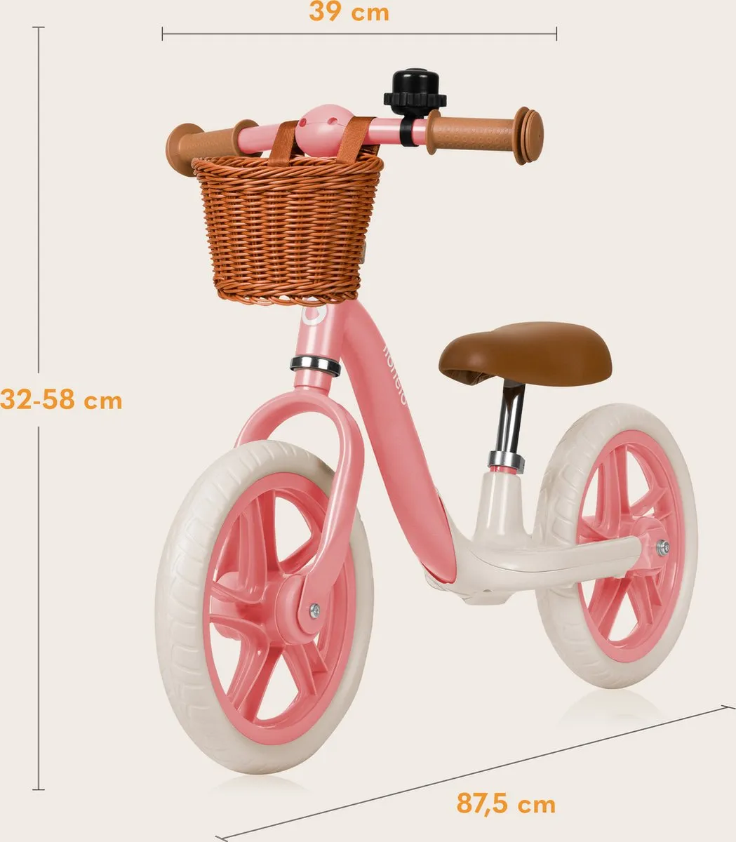Lionelo Alex Plus Kinderloopfiets 12 Inch - Roze - Tot 30 kg