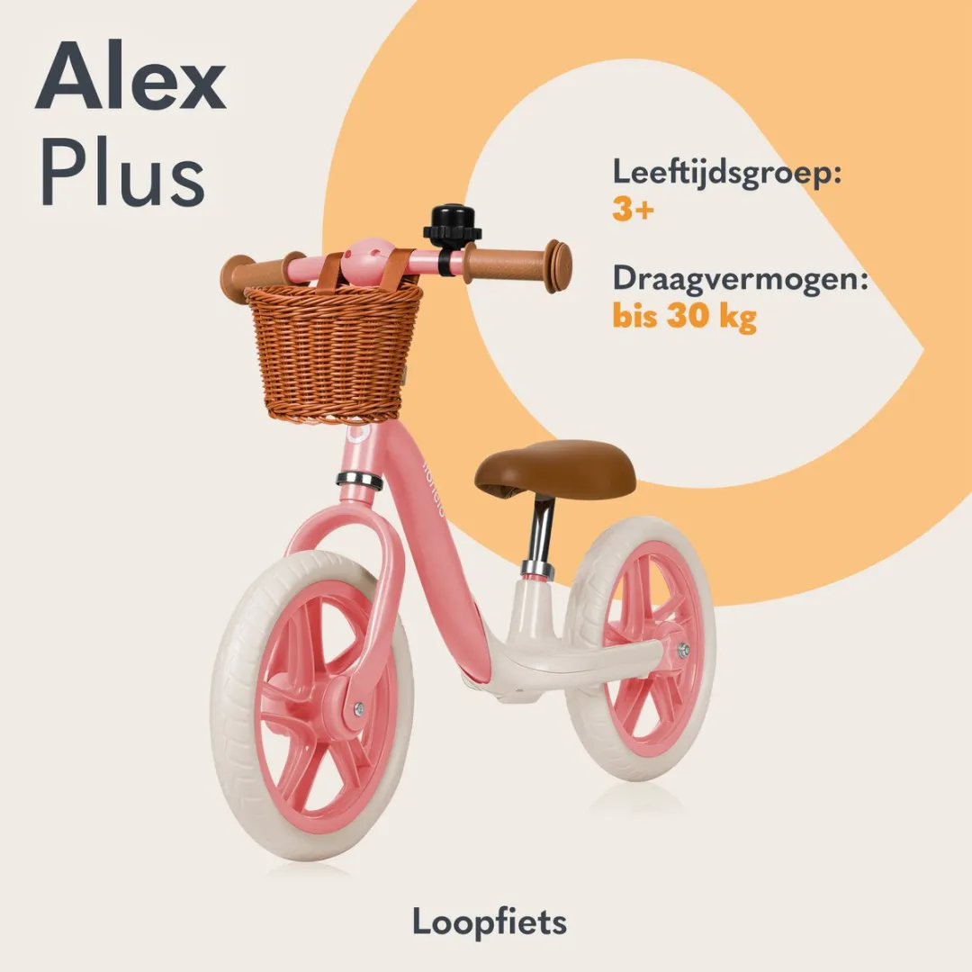 Lionelo Alex Plus Kinderloopfiets 12 Inch - Roze - Tot 30 kg