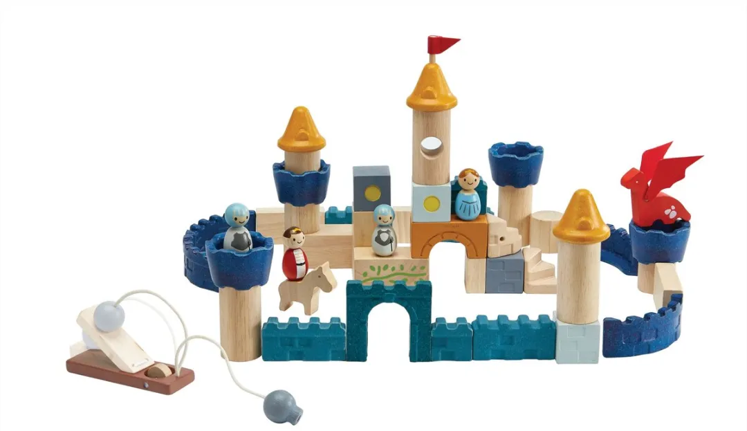 Plantoys Houten Kasteel Blokken - 47 Stuks - Multikleur