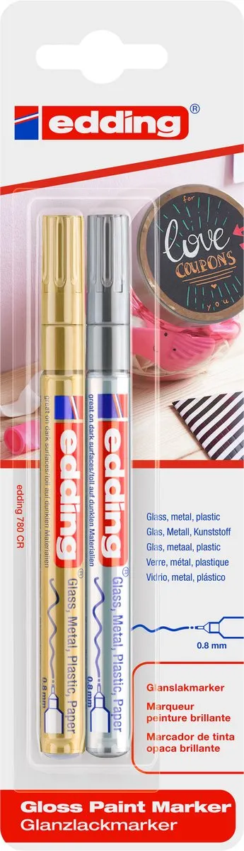 edding 780/2 Lakmarker - 2 Stuks - Goud/Zilver - afbeelding 6 van 6
