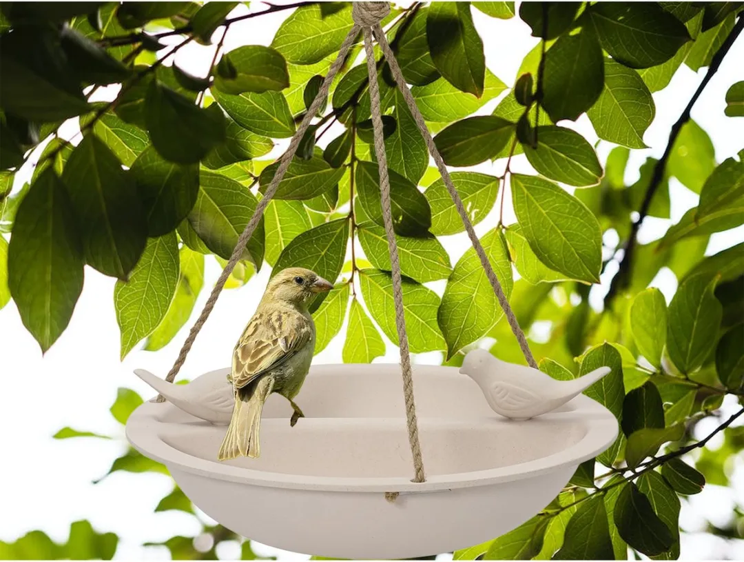 Decoris Vogelbad Drinkschaal Bamboe D27cm - Creme Wit