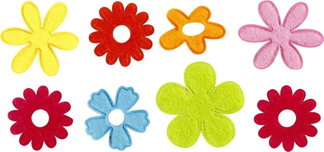 Creativ Company Bloemen Vilt 45mm - 16 Stuks Multicolor
