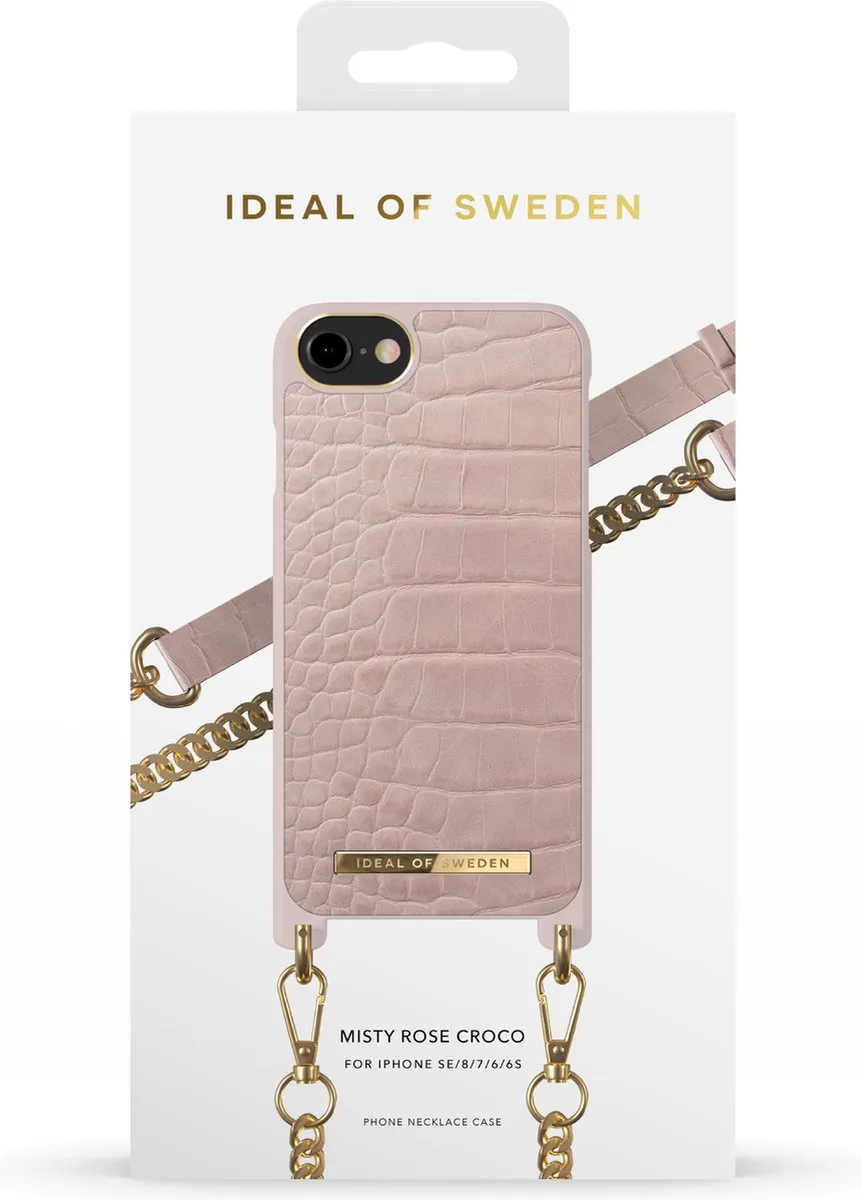 iDeal of Sweden Phone Necklace Case iPhone 8/7/6/6s/SE - Misty Rose Croco - afbeelding 6 van 6