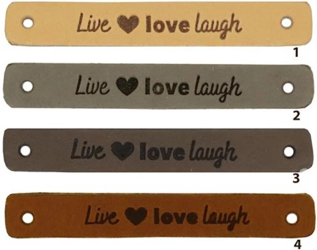 Durable Leren Label "Live Love Laugh" - 2 Stuks