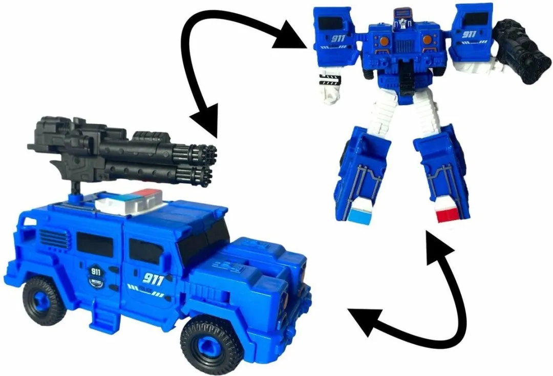 YJ Toys X-Warrior ExtingGuish Flame Robot & Auto 2-in-1 - Blauw
