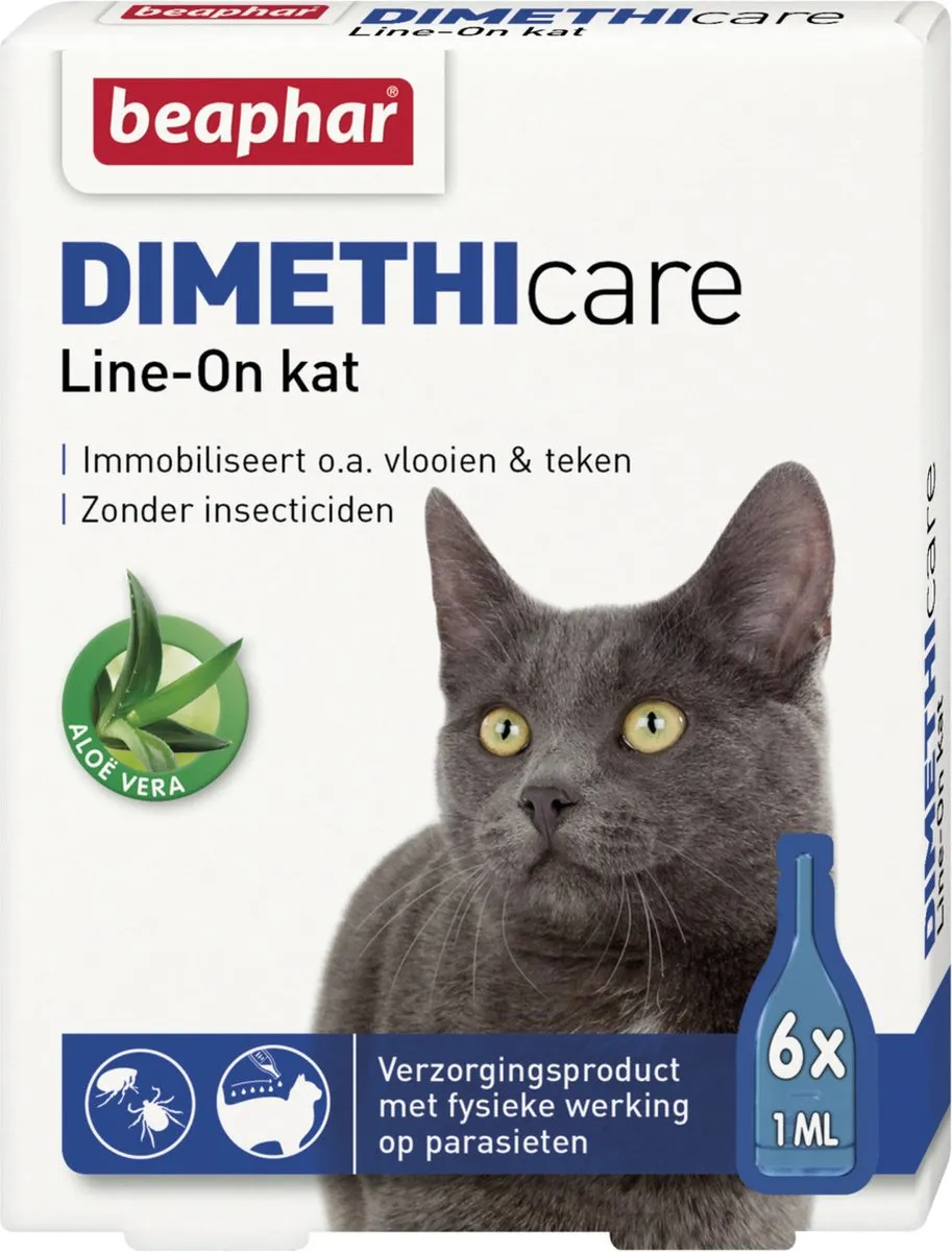 Beaphar DIMETHIcare Line-On Kat Vlooienbestrijding 6 Pipetten