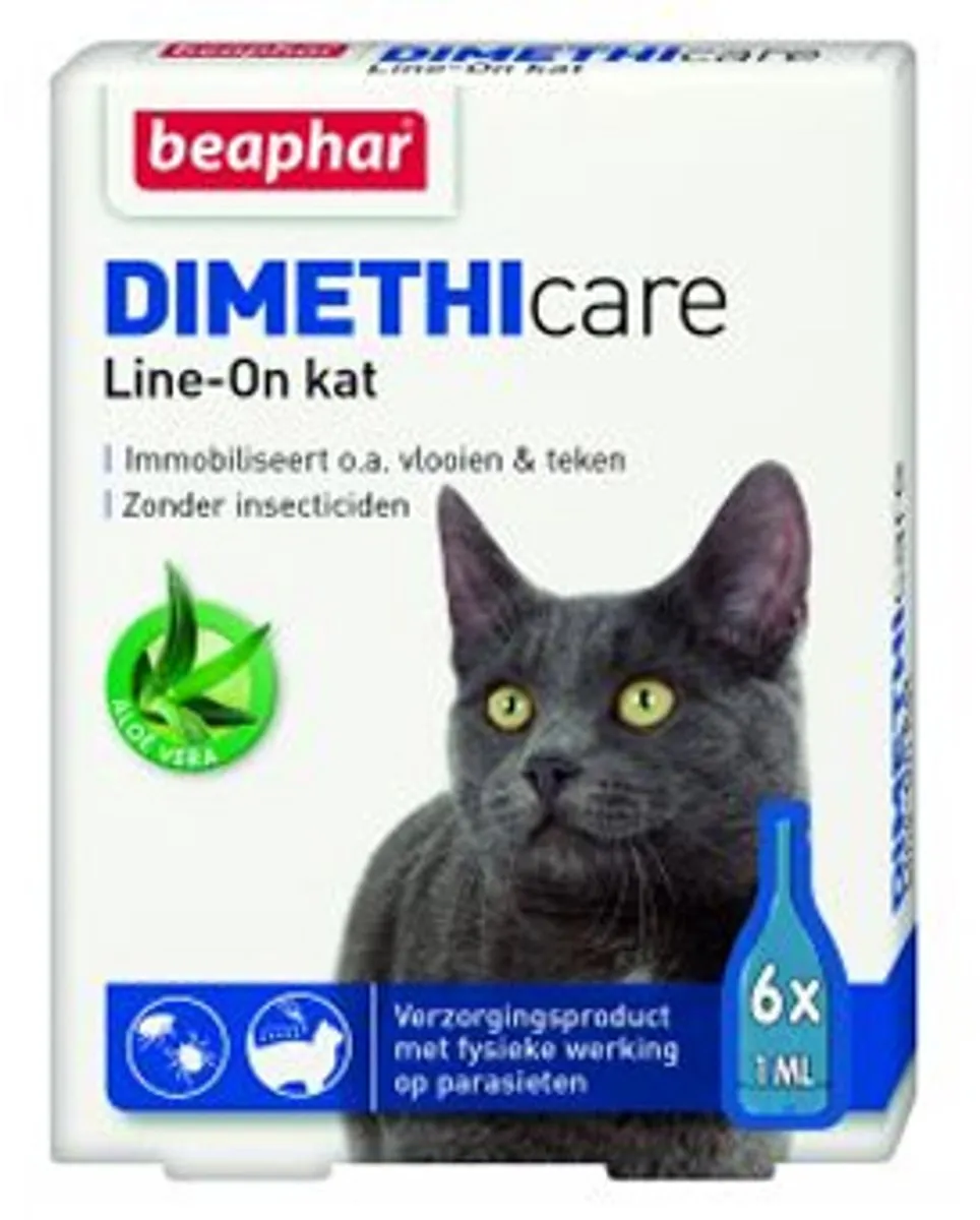 Beaphar DIMETHIcare Line-On Kat Vlooienbestrijding 6 Pipetten