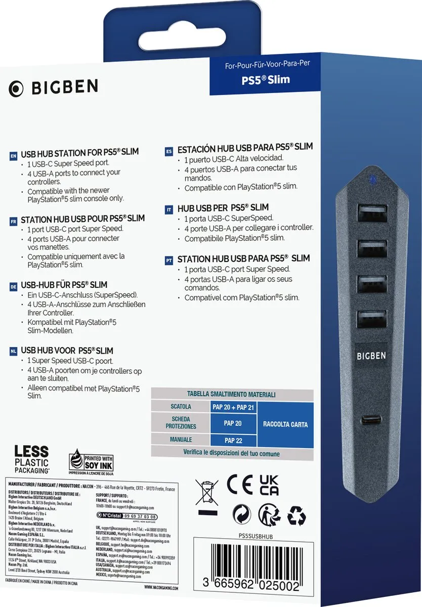 Nacon PS5SUSBHUB USB Hub - 5 Poorten - Zwart