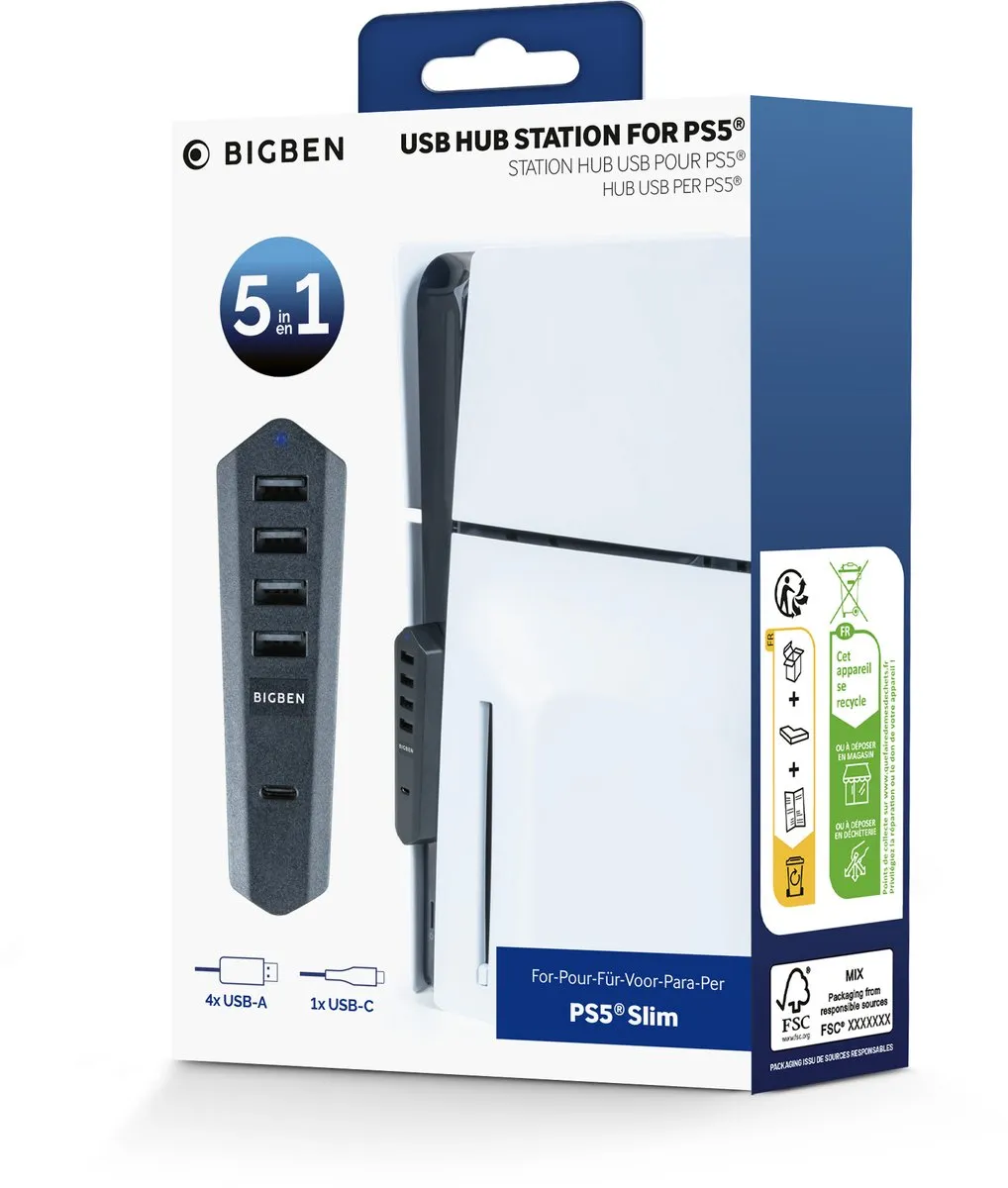 Nacon PS5SUSBHUB USB Hub - 5 Poorten - Zwart