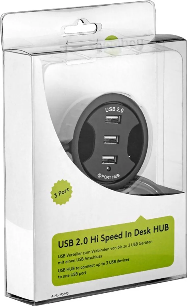 Goobay 93893 USB Hub 3 Poorten - USB2.0 - 1,5m - Zwart