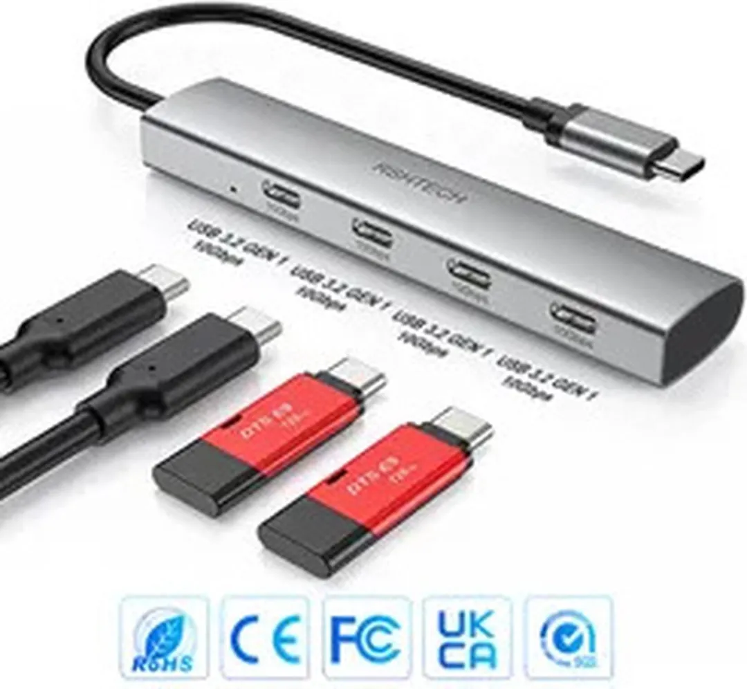 NÖRDIC USBC-HUB83 USB-C Hub 4x USB-C - 10Gbps Space Gray