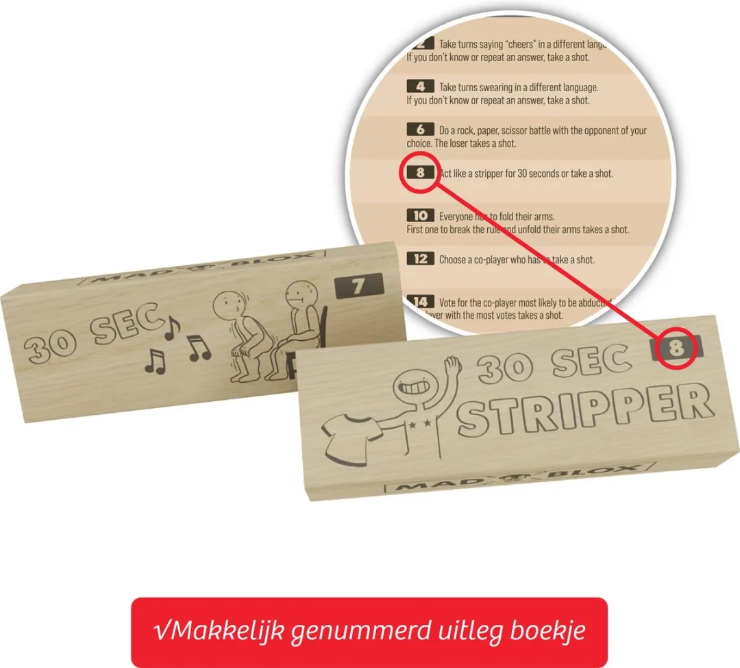 MadBlox Drankspel Tipsy Tower 9021 - 108 Opdrachten - 10 Shotcups