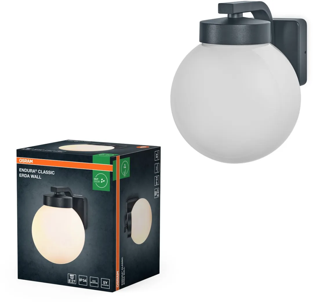 Osram Endura Classic Erda Wandlamp E27 IP54 - Donkergrijs