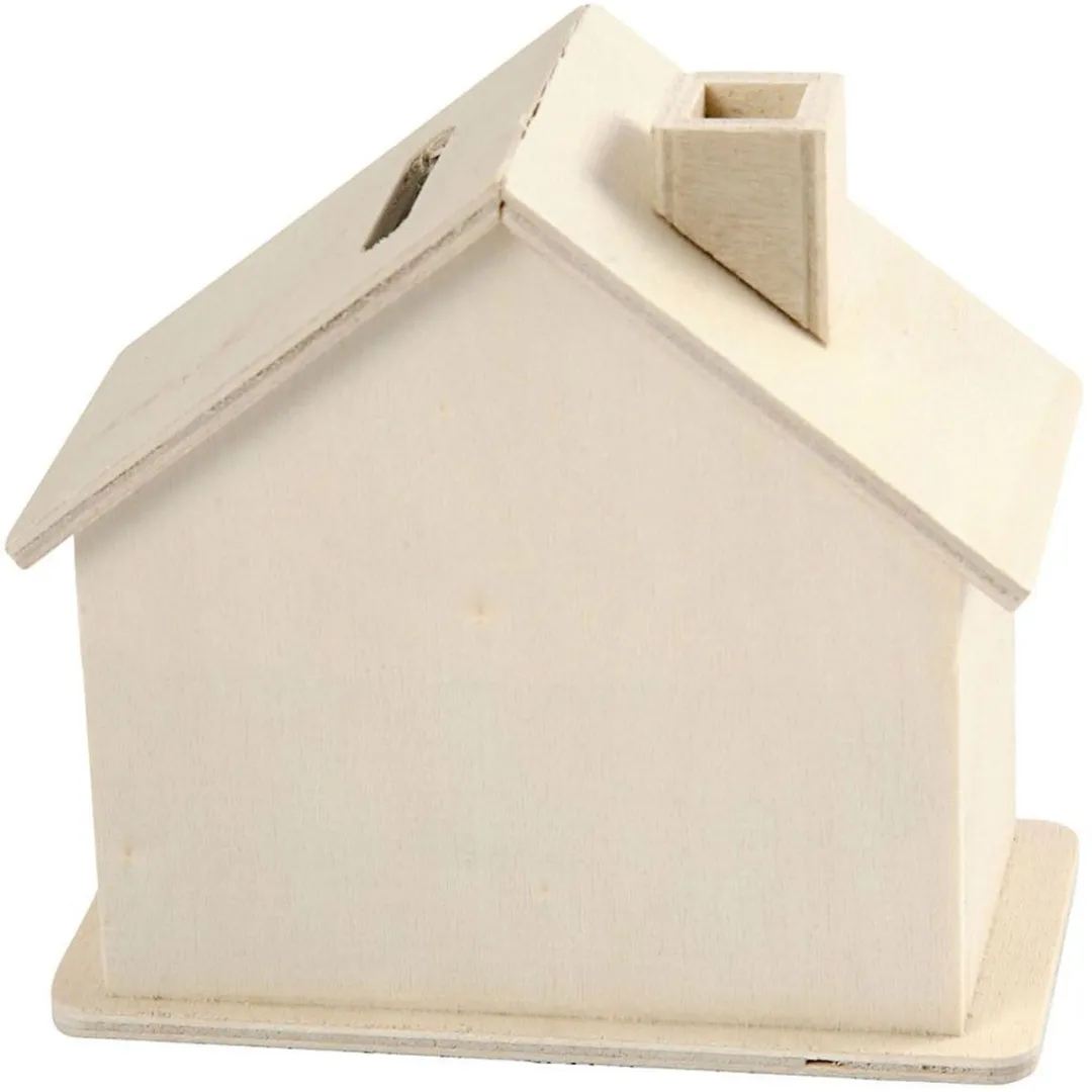 Creativ Company Houten Spaarpot Huis - Wit