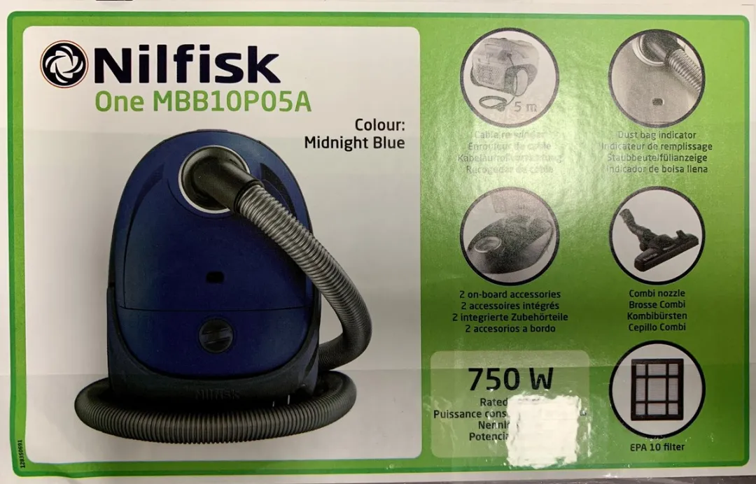 Nilfisk One MBB10P05A1 Stofzuiger met zak - 750W - 3L - Midnight Blue
