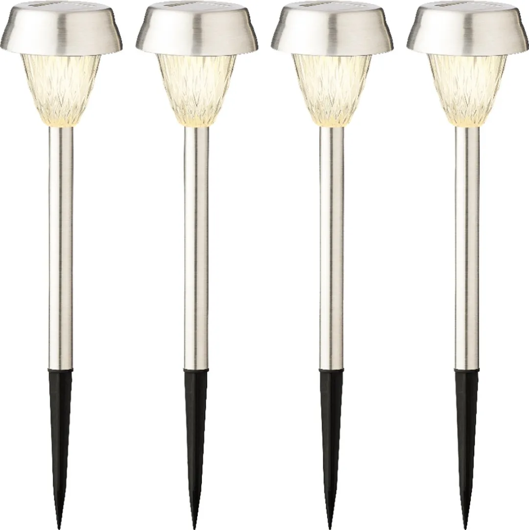 Lumineo Prikspot LED Solarlampen 4 Stuks - RVS - 24cm - afbeelding 6 van 6