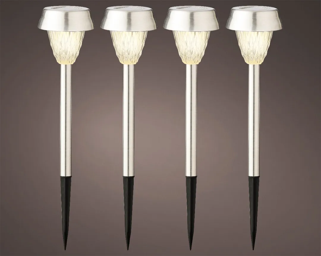 Lumineo Prikspot LED Solarlampen 4 Stuks - RVS - 24cm