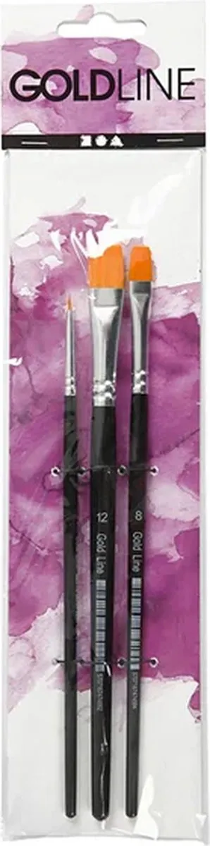 Creativ Company Gold Line Acryl Penselen Plat - 3 Stuks