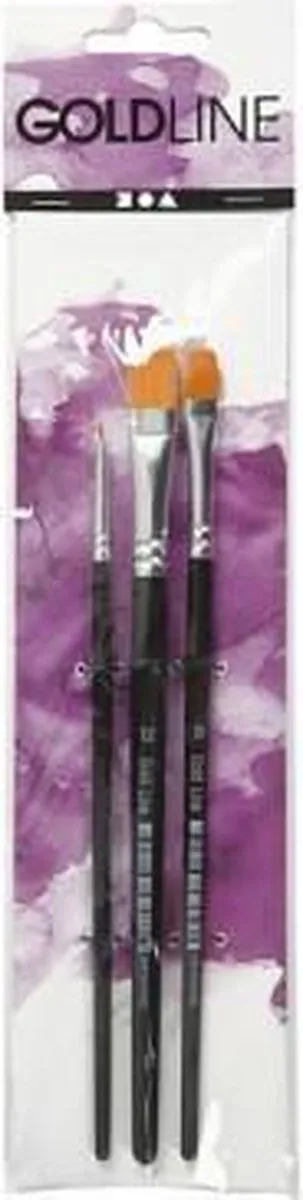 Creativ Company Gold Line Acryl Penselen Plat - 3 Stuks