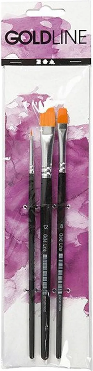 Creativ Company Gold Line Acryl Penselen Plat - 3 Stuks