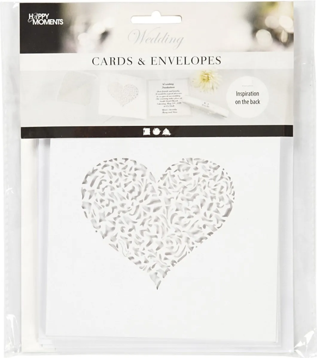 Creativ Company Kaarten & Enveloppen 13,5x13,5cm - 5 Stuks Wit