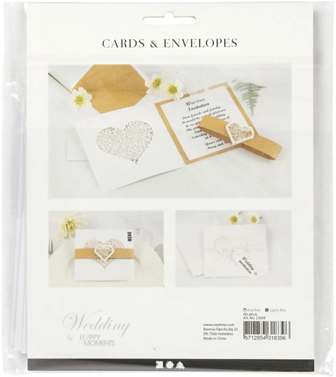 Creativ Company Kaarten & Enveloppen 13,5x13,5cm - 5 Stuks Wit