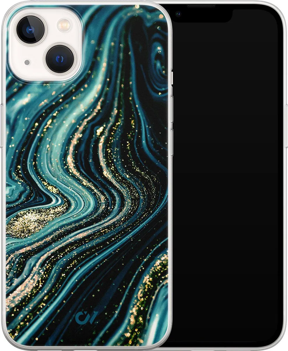 Casevibes Hoesje iPhone 13 Blue Marble Waves - Blauw