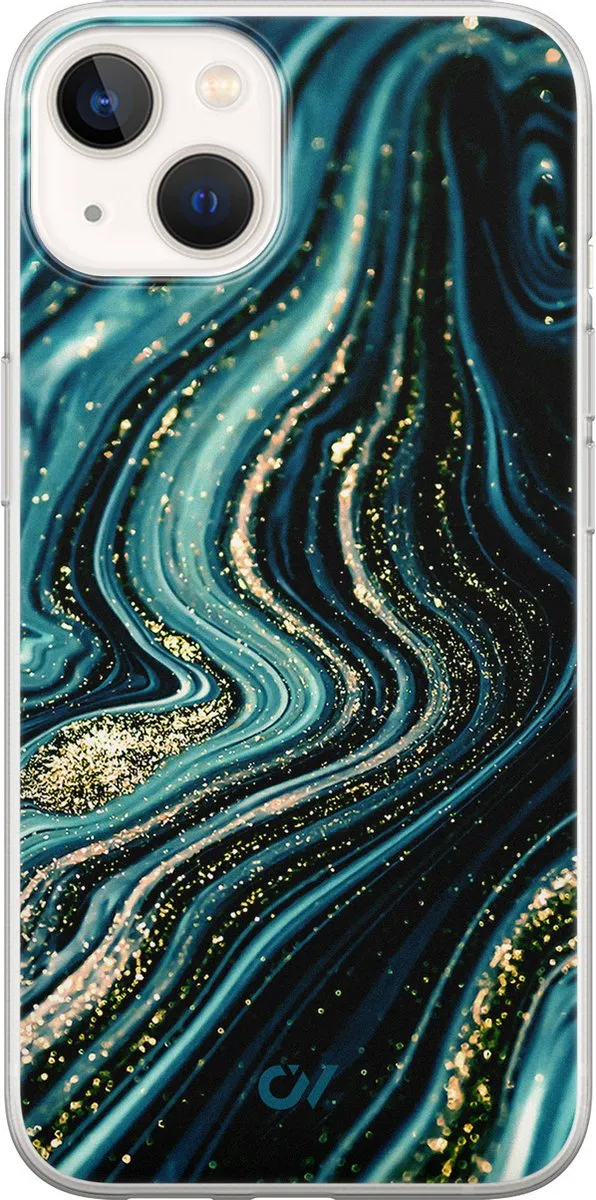 Casevibes Hoesje iPhone 13 Blue Marble Waves
