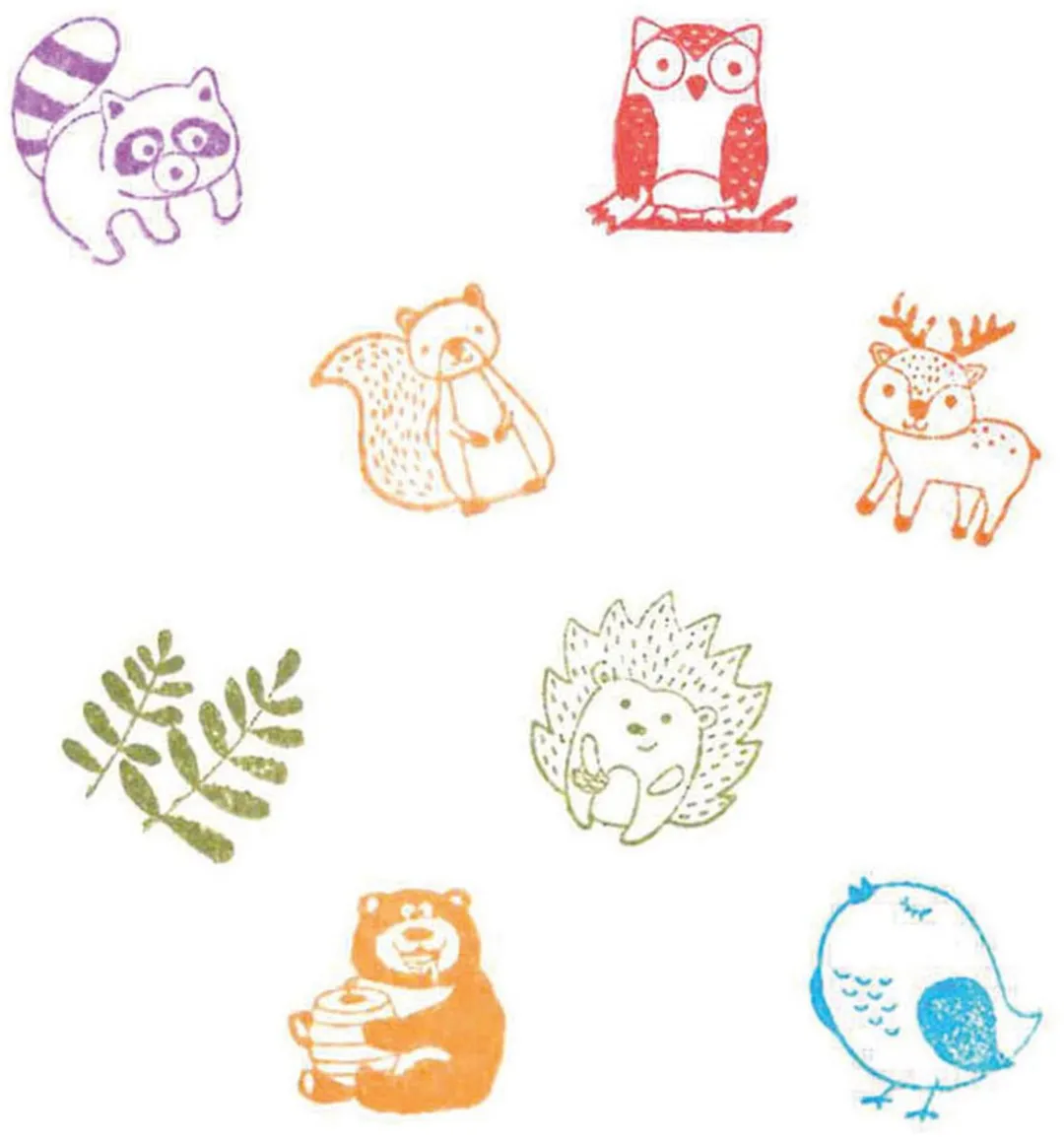 Goki Houten Stempelset Bosdieren - Multicolor