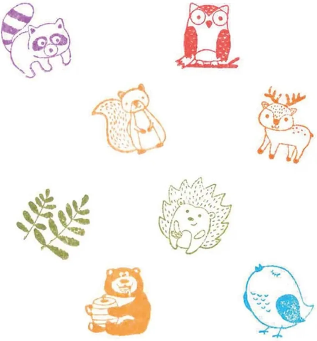 Goki Houten Stempelset Bosdieren - Multicolor