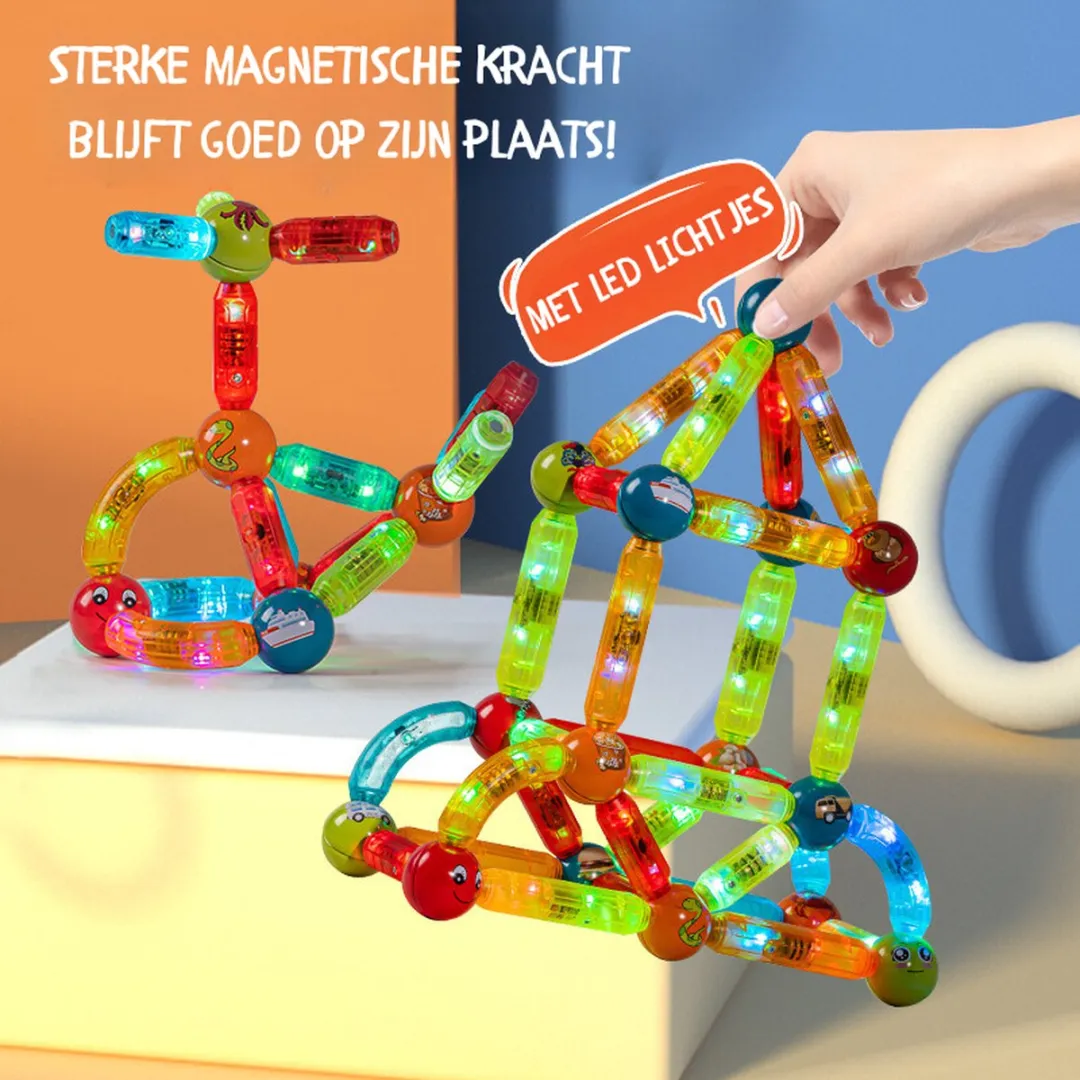 MagniToys Magnetische Bouwstenen 102-delig - LED-Lichtjes - afbeelding 6 van 6
