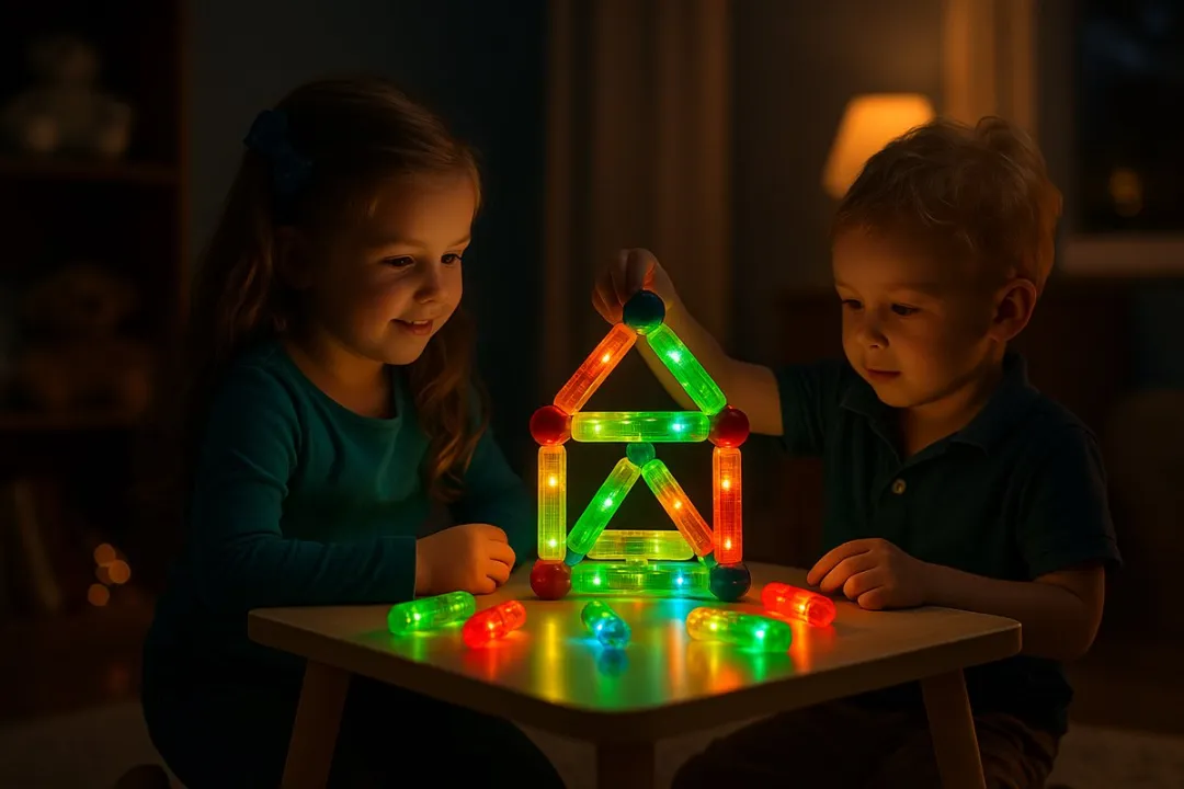 MagniToys - Magnetisch Speelgoed - Educatief STEM speelgoed - Magnetische Bouwstenen-met LED-Lichtjes - 102-delig