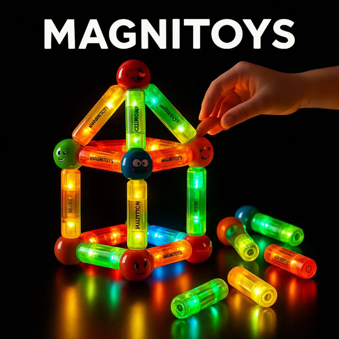 MagniToys - Magnetisch Speelgoed - Educatief STEM speelgoed - Magnetische Bouwstenen-met LED-Lichtjes - 102-delig